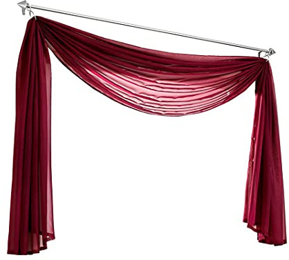 Ricemru Extra Lang Querbehang Freihanddeko Weinrot Vorhangschal Transparentem Voile Querbehang Gardine Schals Hochzeit Bogen Dekoration Wohnzimmer Schlafzimmer,140x500cm