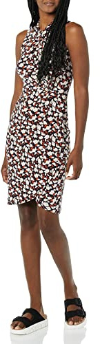 Amazon Essentials Robe Encolure Cache-Cœur Croisé sur La Nuque sans Manche Femme, Multicolore Fleuri, S