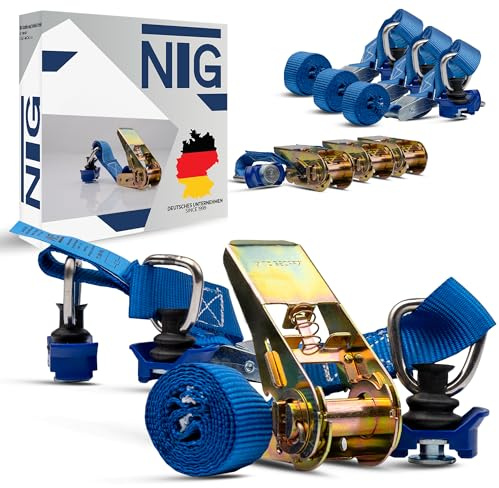 NTG Spanngurte für Airlineschiene mit Ratsche 1100 mm 500 kg - Kunststoff | Fitting - Zurrgurt Ratschengurt nach DIN - Ladungssicherung für LKW Anhänger Transporter robust stabil