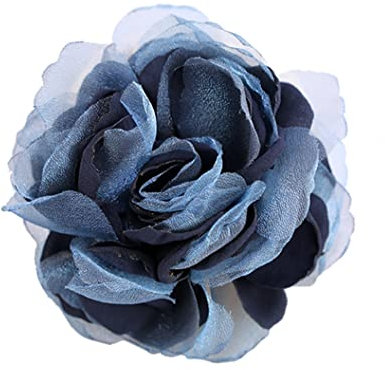 KABELIF Damen Rose Brosche, Blume Haarspange und Haarclip, Rosen Haarnadeln Haarschmuck 8CM (Dunkelblau)