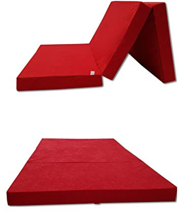 Odolplusz Klappmatratze kompatibel mit VW Caddy 3,4,5 | 3-teilige Faltmatratze | 120 x 200 cm | im Auto schlafen (Rot)
