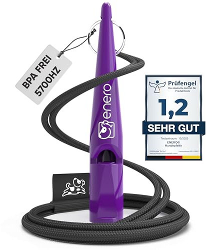 ENERO® Hundepfeife Lila mit praktischem Umhängeband - Perfektes Hundezubehör mit genormter Frequenz - Ideal für Hundetraining - hörbar & weitreichend