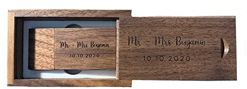 Clé USB en Bois personnalisée avec boîte - Cadeau de Logo de Mariage/Anniversaire/Photographie