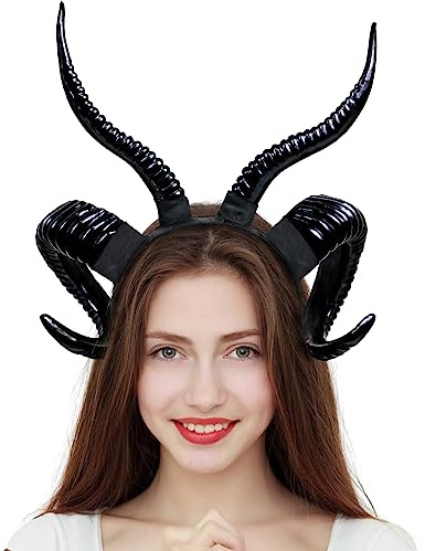 Orgoue Fascia di Corna del Diavolo, Corna del Diavolo Nero Corna del Demone Corna di Halloween Corna Gotiche Fascia di Corna per Le Donne Uomini Adulti per Fancy Dress Halloween Party (4 Horns)