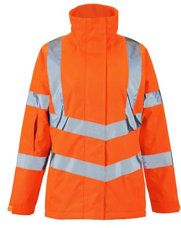 asfashion online Långärmad damjacka med hög kvalitet, dam, arbetskläder, avtagbar dragsko, reflekterande jacka med huva, Orange, 46