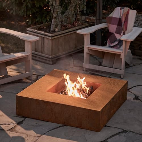 YERD Feuerschale/Feuerstelle Vulcan 100 - aus echtem Corten-Stahl, wärmendes Lagerfeuer/Terrassenheizung - Objekt im modernen und stilvollem Design