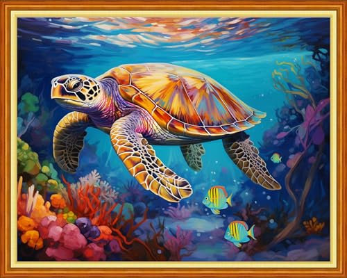Dooxvey Kreuzstich-Set für Erwachsene und Anfänger, Motiv: Millennium-Schildkröte, 40,6 x 50,8 cm