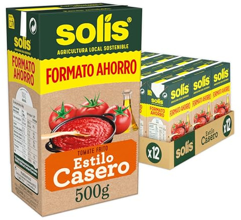 Solís Tomate Frito Estilo Casero Brik pack 12x500g | Tomate frito estilo casero formato brik ahorro, sabor tradicional, ideal para cocinar, sin gluten.