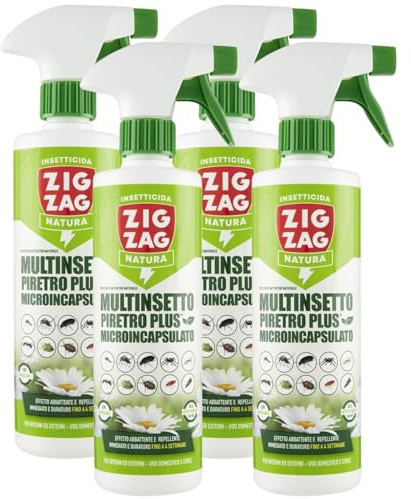Insetticida Spray, Piretro Plus Multinsetto Microincapsulato, Contro Formiche, Scarafaggi, Blattelle, Cimice Verde, Cimice Asiatica, Zanzara Comune e Tigre, Ragni, Tarme 400 ml (4 Spray)