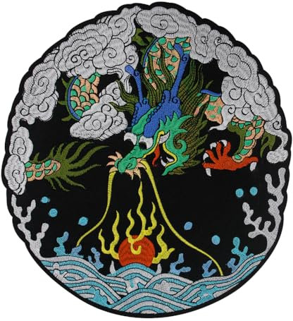 Chinesischer goldener Drachenaufnäher für Kleidung, zum Aufbügeln auf Drachen, Stoff bestickte Drachenapplikationen, Drachenmuster, Deko-Aufnäher auf Jacken, Jeans (B)