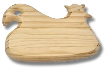 3 PAGEN® Holzbrett mit Tiermotiv Huhn, Frühstücksbrett mit Eierhalter, Schneidebrett aus Buchen-Holz, 1 Stück, 26 x 18,5 x 1 cm - Küchenbrett aus Holz