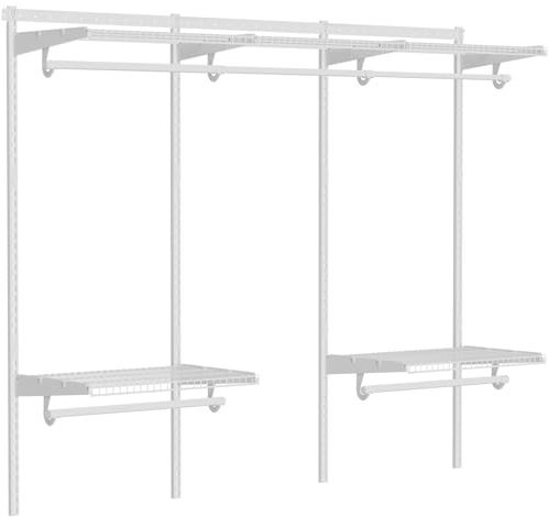 LOVMOR Schranksystem-Regale, 1,8 - 3 m, verstellbares Metalldraht-Regal, Wandschrank-Set mit erweiterbarer Hängestange, DIY-Organisationsregal für begehbaren / eingebauten Kleiderschrank von