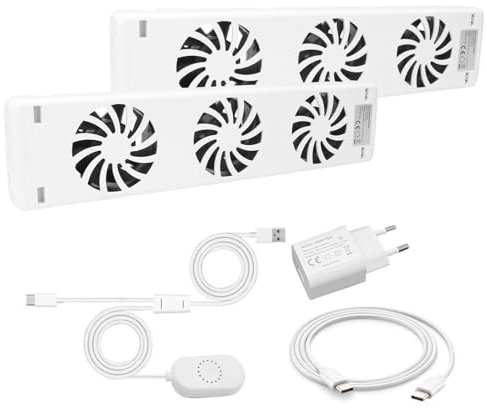APODESS 2SET Heizkörper Ventilator Heizkörperventilator Geräuscharm 18dB Heizungslüfter Bis zu 30% Energie Einsparen Heizkörperverstärker Energieeffizienter Heizgebläse für Heizungen Konvektor