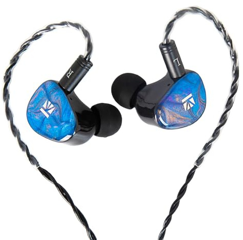 KBEAR KB02 - Auricolari in-ear con guscio in resina colorata, driver dinamico a conduzione ossea, cuffie IEM HiFi con cavo OFC 4N a 2 pin, spina da 3,5 mm, per cantanti musicisti, blu