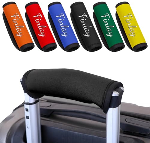4 Stück Personalisierte Gepäckgriff Wrap, Personalized Luggage Handle Wrap, Individuell Gepäckgriff Wrap Mit Namen, Gestickt Gepäcktasche Griffschutz (Schwarz)