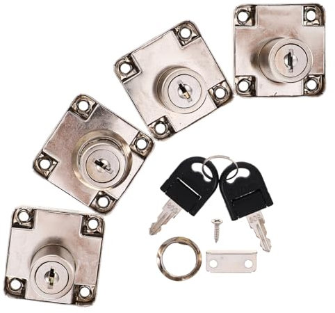 DOITOOL 4sets Office Desk Drawer Lock Zinc Alloy Cabinet Door Locks Screws for Home Furniture Security Latch