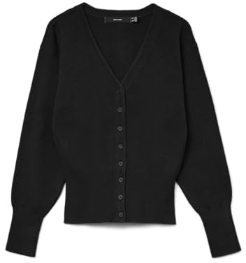 VERO MODA Vmsaba LS V-Neck Cardigan, Nero, M