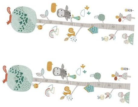 Selbstklebende Größentabelle mit Cartoon Tieren, 1 Satz, Pvc | Kinderzimmer, Innenwände, Farbiges Waldmotiv, Höhenmessaufkleber für Jungen und Mädchen, Wanddekor