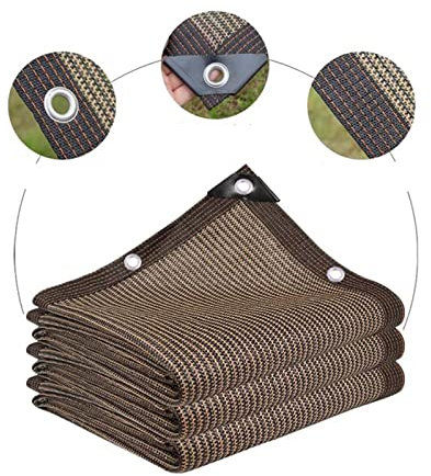 Telo parasole 6 x 10 m, colore caffè, 90% rete ombreggiante con occhielli durevole privacy telone in rete per serra, balcone, tetto tettuccio auto coperto, traspirante, resistente agli strappi,