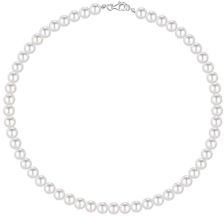 Nicear Pärlhalsband för män Herr 6mm 45cm Bead Choker Halsband Smycken för Choker Vitt pärlhalsband