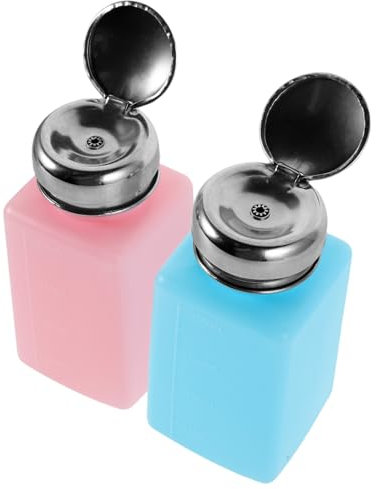 Cabilock 2pcs Anti Static Push down Alcohol Dispenser Bottles 200ml Solvent Dispenser Empty Refillable Liquid Pump for Laboratory and Workshop Use