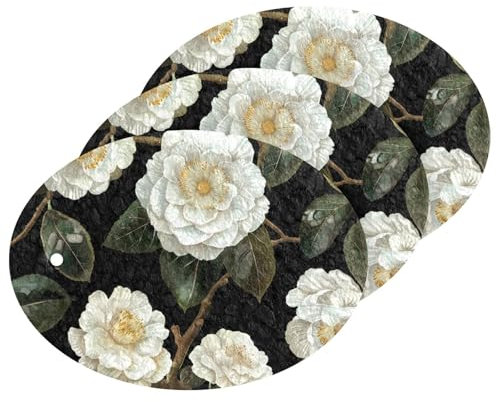 Esponjas grandes absorbentes de flores vintage blancas para limpiar esponjas decorativas antiarañazos para lavar platos, resistentes a las manchas y al olor (3 unidades)