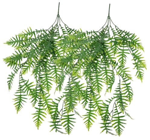 FUNOMOCYA Planta Colgante de Pared Helecho Artificial 2 Piezas PE Verde