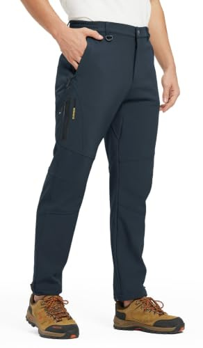 Rdruko Softshellhose Herren Wasserdicht Skihose Wanderhose Thermohose | Winter Snowboardhose Winddicht Schneehose Trekkinghose Outdoorhose Warme Gefüttert mit 4 Taschen für Skifahren Wandern