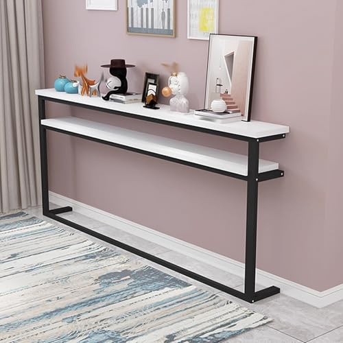 Tablette Radiateur Sans Percer, Etagere Radiateur, Étagère de Rangement Double Couche, Optimisation de L'espace, Plateau en Bois Massif, Cadre en Acier Épais, Table de Canapé Fine(White_100x20x100cm)