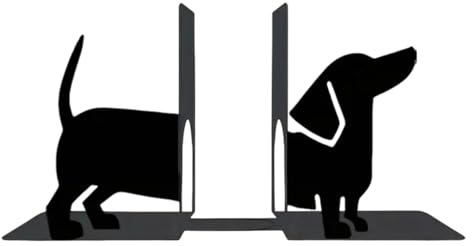 Dackel Buchstütze Niedlicher Schwarz Hunde Bücherhalter Aus Metall, Dekorative Buchständer Für Schreibtisch, Küche, Bibliothek, Bücherregal, Wohnzimmer