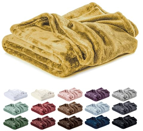 Lavea® Kuscheldecke 150x200 cm - Gelb | Mikrofaser – Flauschige Fleecedecke für Sofa und Bett, weiche Decke, pflegeleicht, Sofadecke, Tagesdecke oder Wolldecke