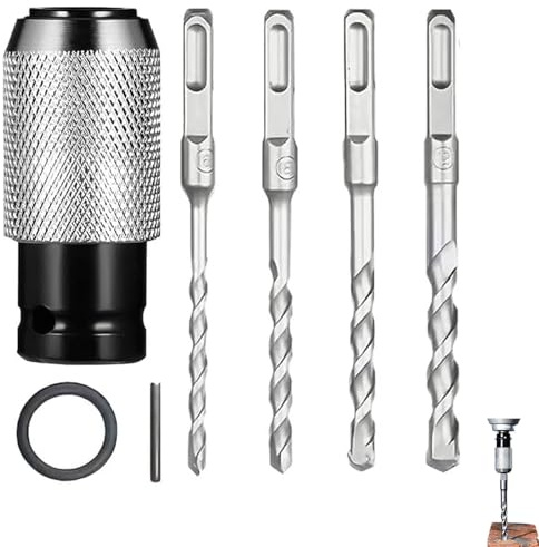 Adaptador de martillo giratorio con juego de brocas de impacto, convertidor eléctrico de martillo a taladro, adaptador resistente de liberación rápida para llave y taladro, listo para materiales