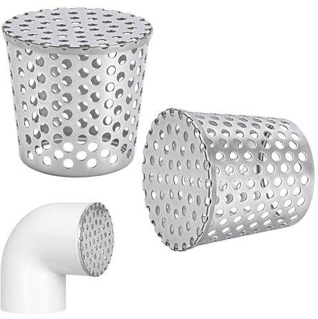 PH PandaHall 2pz Copertura di Sfiato in Rete di Terminazione in Acciaio Tappo di Sfiato Rete Elettrosaldata, Protezione per Sfiato Del Tetto Filtro per Grondaia Scarico Del Tetto, 7.1x6~7.5cm