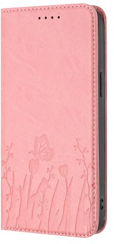 PONRFEKT Funda Cartera para Motorola Moto E40 / E30 / E20,Funda Libro de Cuero PU con Tarjetero,Cierre magnético,función Soporte y protección antichoques-Rosa