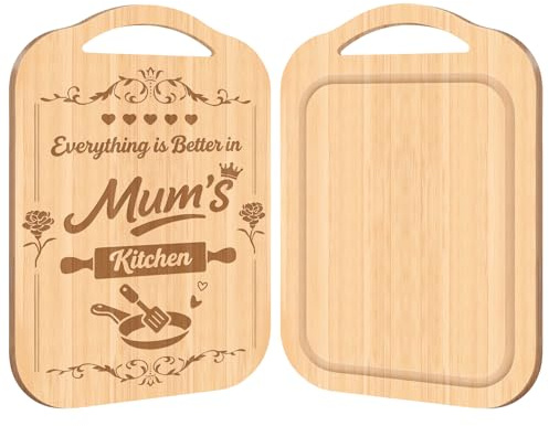 Gifts for Mum, Mum Birthday Gifts from Daughter Son, Engraved Bamboo Cutting Board, Unique Mothers Day Gift, Creative Kitchen Presents for Mummy on Birthday Mother's Day