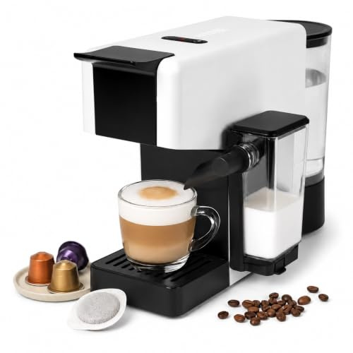Macchina Caffè + Montalatte, USALA CON: Capsule Compatibili Con DolceGusto, | Cialde ESE 44MM e Capsule Compatibili Con Nespresso, 20 Bar, 1400W, Espresso/Cappuccino, Serbatoio 0,8 L, Latte 0,2 L,