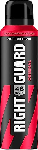Right Guard Men's Deodorant Original, 48 Hour High Performance Anti-Perspirant Aerosol Spray, No White Residue, Alcohol Free, Dermologically Tested 150ml
