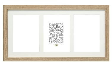 Deknudt Frames Cadre photo avec passe-partout pour 3 photos 10x15cm - Couleur chêne - Bois clair - Bois MDF - Multivue - Collage - pour accrocher ou poser - 23x40cm - S66KB3 10x15
