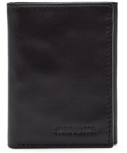 Steve Madden Cartera Triple de Cuero RFID para Hombre con Ventanas de identificación, Negro, Taille Unique