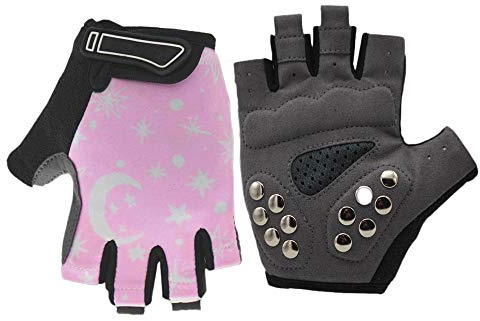 Kids Cycling Gloves Breathable Adjustable Half Finger Gloves Non-slip Mitten Summer Fingerless Mitts for Outdoor Sport Biking Riding Skating Balance Bike Scooter Boys Girls 3-8 Years Olds