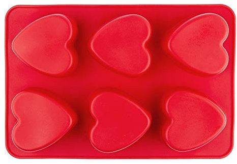 Moule en silicone - Cœurs 2 - Dimensions : 27 x 18 cm - Hauteur : 3 cm - Pour 6 cœurs : 7 x 7,2 cm