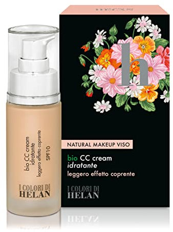 Helan - CC Cream Naturale, Idratante e Leggera con Protezione Solare Viso SPF 10 e Acido Ialuronico, Fondotinta Coprente Effetto Leggero Opacizzante, Make Up Luminoso e Uniforme - Trucchi Donna, 30 ml