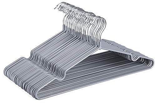 HOUSE DAY Kleiderbügel Grau 40 Stück Gummibeschichtet Metall Kleiderbügel Drahtbügel bügel rutschfest Platzsparend bügel Dünn 0,4cm Dick