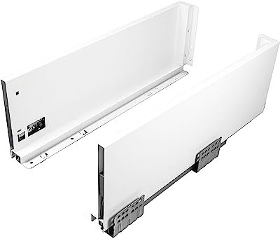Gedotec Schubladenschienen Vollauszug 450 mm Schubkasten-System mit Dämpfung - SOFT | Zargenhöhe 120 mm | Schubladensystem BOX weiß | Schubladen-Komplett-Set | 1 Paar - Auszüge für Küchen-Schublade