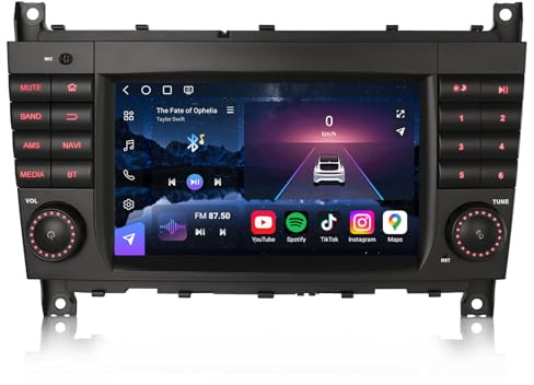 Erisin Qualcomm Android 16 Car Stereo Bluetooth For Mercedes C Class W203 | 7 8-Core 8GB+128GB Head Unit Apple CarPlay for Mercedes G Class W463 CL203 S203 Android Auto DAB+ Wifi 4G GPS Canbus DVR USB