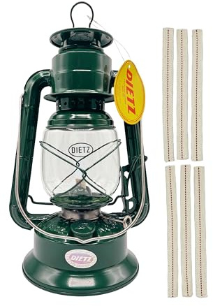 Light of Mine - Dietz #30 Little Wizard Green Oil Lantern Including 6-Pack of 100% Cotton 5/8 Replacement Wick Strips (#30, GRN)