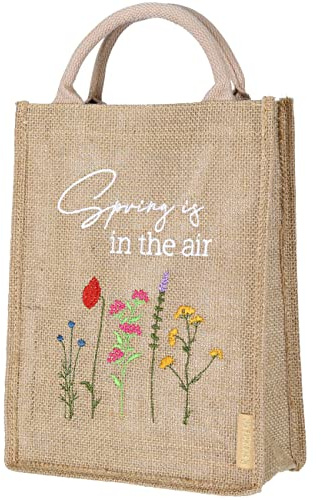 Papierdrachen Geschenktasche zu Ostern aus Jute - formstabil mit Henkel und elegantem Handlettering - Geschenkverpackung zu Ostern - Dekoration - 22x30x10 cm - Hello Spring