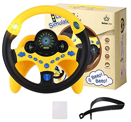 BETTERLINE Toy Wheel for Kids, Driving Simulation with Lights and Sounds, Pretend Driving Toy for Boys and Girls, Kids Interactive Toys