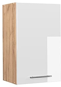 Vicco Hängeschrank Fame-Line, Weiß Hochglanz, 45 cm | MDF-Front · Soft-Close · 2 Einlegeböden · Metallgriffe · ✓ Praktischer Stauraum