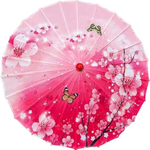 Bestage 33 Handmade Oiled Parasol Bamboo Silk Umbrella Chinese Japanese Art Classical Dance Umbrella Plum Blossom for Wedding Parties Photography Costumes Cosplay Decoration and Other Events, Cherry